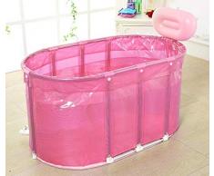 Bañera, Soporte Plegable Plástico Práctico Portátil Del Acero Inoxidable De La Bañera Del Baño De La Sauna Del Adulto Del Niño TINGTING (Color : Pink, Size : 110 * 60 * 60cm)