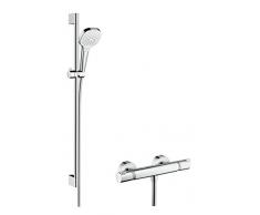 Hansgrohe 27082400 Croma Select E Vario combinación de set de ducha y termostato, 0,90m, 3 tipos de chorro, blanco/cromo