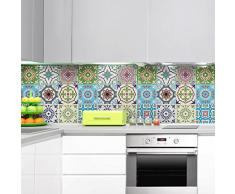 Ambiance-Live col-rv-0509 _ 15 pegatinas adhesivo azulejos, multicolor, 15 x 15 cm, Set de 9 piezas