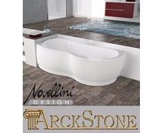 Bañera Baño Esquina Ángulo asimétrica rectangular curva Novellini Venus standard marco columna dispensador instalación Izquierda Panel frontal 170x70 180x80 H55 cm tradicional acrílico acabado blanco