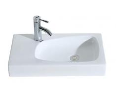 Lavabo di Ceramica Bianco Lusso Lavandino Lavello Lavamano Lavabo da Appoggio Rettangolare Quadrato Bacinella Lavandino Lavello per Bagno Casa Bidet Lavabo Eridanus Serie Rufus-01