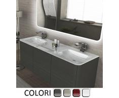 Bagno Italia Mueble de baño, decoración Liverpool, suspendido, 140cm Doble lavamanos en Cristal Blanco con 4 Colores Muebles