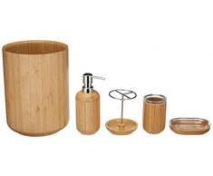 AmazonBasics 5 piezas - Juego de bambú para lavabo - Redondo