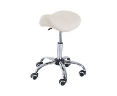 HOMCOM Silla Trabajo Taburete Ruedas Giratorias Taburete Cosmetica Dentista Peluqueria Color Beige