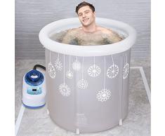 Neilyn Inicio Adulto Baño Barril Gran bañera acolchada Baño termostático Bañera Barril portátil plegable Bañera inflable 65 * 75 + Cubierta + Motor de vapor de múltiples funciones