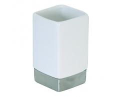 MSV 140743 - mahe cerámica copa de acero inoxidable/blanco mate arenisca 6,5 x 6,5 x 11,5 cm