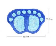 lumanuby 1 x Alfombrilla de baño (diseño de nieve pies alfombrillas alfombrilla de baño alfombra, PVC antideslizante alfombrillas, cuarto de baño Pad, entrada puerta Pad alfombra antideslizante alfombrillas (58.5 * 38.5 cm), azul, 58.5*38.5cm