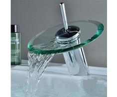 Inchant grifos Sola manija de Cristal Redondo Boquilla baño Cascada bañera Grifo del Fregadero del baño del Final del Cromo del golpecito de Mezclador Lavabo Vanity