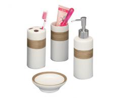 Zeller 18260 - Juego de accesorios para baño, 4 piezas, color beige y marrón