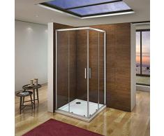Mampara de Ducha Angular cabina de ducha mampara de ducha cuadrada Puerta Corredera Cristal 5 MM perfilería gris mate 90x80x185cm