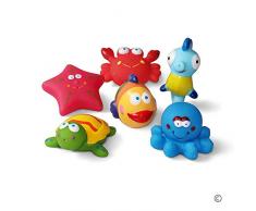 JUNSHEN Juguetes de baño(6PCS) con Gratis Bolsa de Almacenamiento, Juguetes para bebés, Juguetes para el Agua, Juguetes para el Agua y Juguetes para niños pequeños- Tortuga, Pescado, Caballos de mar