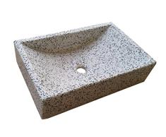 Terrazos Cantalejo Lavabo de Piedra Blanco y Negro - sobre encimera