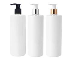 TOPBATHY - Dispensador de botellas de jabón vacías (3 unidades, 500 ml, botella de loción simple, para emulsión de espuma, lavado de manos (botella blanca y bomba al azar)