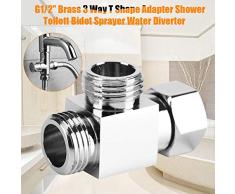 Nikou Desviador de 3 vías - Te de Ajuste de la Manguera 1/2Latón Cromo T Forma Adaptador Conector para Manguera de válvula de ángulo, Brazo de Ducha de baño, Grifo de rociador de bidé para Inodoro