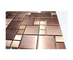 Acero inoxidable de mosaico cristal mosaico de azulejos de pared suelo de acero inoxidable-mosaico - cobre-look - 1 para