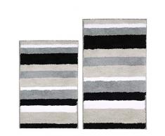 Pauwer Alfombrillas de baño de Microfibra Antideslizantes Lavables Alfombra de Baño de Ducha Estera, Negro, 45 * 65cm+50 * 80cm