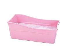 TZQ Grueso Extra Plástico Bañera para Adultos Hogar Bañera para Niños Bañera De Baño Plegable Portátil L77.5 × W41 × H29.5CM (Color: Azul Y Rosa),Pink-77.5x41x29.5cm