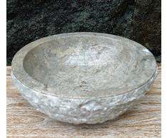 Guru-Shop Lavabo Redondo con Encimera de Mármol Macizo, Lavabo, Lavabo de Piedra Natural Para el Enjuague a Mano - Ø 40 cm Modelo 3, Gris, Lavabos, Lavabos Bañeras