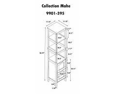 TENDANCE Mahe estructura MDF de alto armario de pared Plus 2 cajones y 3 estantes, madera, blanco/roble