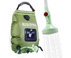 RISEPRO Bolsa solar de ducha, 5 galones/20 l. Bolsa de ducha con calefacción solar para acampar con agua caliente a temperatura 45 °C, para senderismo, escalada