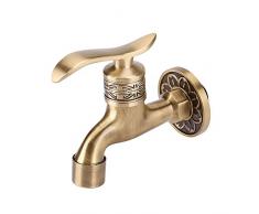 Genérico Antiguo Faucet Latón Palanca Manija Lavandería Baño Montaje En Pared Lavadora Faucet Manguera De Jardín Exterior Solo Grifo Frío Largo