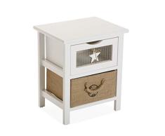 Versa 20100112 Cajonera de ordenación para baño con 2 cajones de Madera en Color Blanco y Beige, 41 x 27 x 35 cm