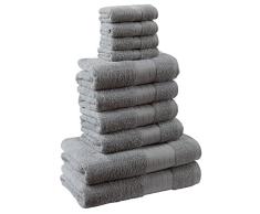 Dreamscene Lujo Suave 10Â Piezas Gris Bale Toalla de baÃ±o Set de Regalo 100% algodÃ³n Egipcio