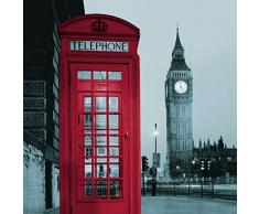 Cortina para ducha impermeable diseño Cabina Roja y Big Ben 180 x 180 cm