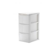 Iris - Carro con tres cajones, - Carro auxiliar, cajón contenedor, cajonera con 3 cajones, cajón armario - SCR de 303, color blanco, 130111