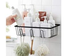 TOPBATHY Estante de Ducha Cesta de Baño Organizador de Ducha Almacenamiento Cesta combinada Acero Inoxidable sin Taladro (Negro)