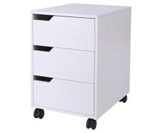 HOMCOM Armario Archivador Móvil para Oficina Cajonera Madera 3 Cajones con Ruedas(2 con Frenos) 40x50x57.5cm MDF