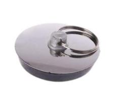 EUROXANTY® Tapón de Fregadero | Desagüe | Universal | Con Cordón de Metal | Acero Inoxidable | Silicona de Alta Resistencia | Bañera | Lavabo | Cocina | Ø4.5 CM