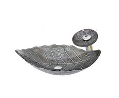 HomeLava Lavabo Sobre Encimera Lavbao de Vidrio Templado para Baño, Gris