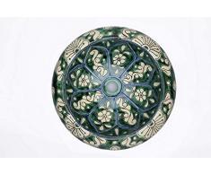 Baila - Lavabo de cerámica de Talavera de México Motivos decorativos coloridos Cuarto de baño ideal con azulejos con efecto de madera Azulejos de cemento Gabinete rústico