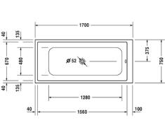 Duravit durastyle - Bañera rectangular onto empotrar faldon 1700 110l blanco