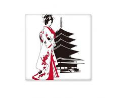 Japón cultura estilo japonés rojo negro Kimono Chica templo silueta arte ilustración de cerámica crema decoración de decoración de azulejos para baño cocina azulejos de pared azulejos de cerámica