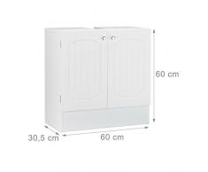Relaxdays Mueble de Lavabo para Baño, Madera, Blanco, 30.5x60x60 cm