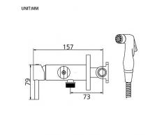 GRIFEMA Irismart - monomando empotrar para bidé WC, agua caliente y fria, con ducha mano, soporte y manguera, Flexo 1,2 m, Cromo