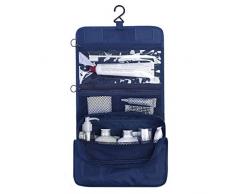 abaría – Bolsas de Aseo con portacepillos de Dientes - Neceser de Viaje 21 x 25 x 10 cm, Azul Marino