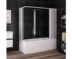 Cabina de Bañera 70x170 cm en PVC Plegable con Apertura Central H 150 cm Color Blanco Mod. Flex