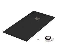 Plato ducha resina antideslizante textura pizarra Smooth Bricodomo 70x100 Negro