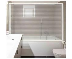 Roll System Mampara Bañera Enrollable. Extensible 150-220 cm Ancho. Puerta Transparente. Aluminio Blanco. Ecológica. Autolimpiable. Marca CE.