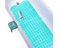 Wimaha Esteras de bañera Antideslizantes Estera de Tina Extra Larga Máquina de Ducha Lavable para baño Antibacterial Resistente al Moho, 39L x 16W Teal Bath Mat
