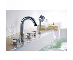 UHM Lujo Romano cascada bañera con ducha de mano cromado llenado Bañera Grifo Set