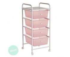 Carro Auxiliar Baño 4 Cajones Rosa