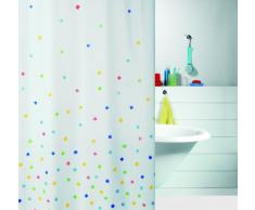 Spirella 1008112 Sweetie - Cortina de ducha de tela (180 x 200 cm, poliéster), color blanco con cuadros de colores