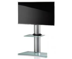 VCM Soporte vertical de TV "Findal" cristal opaco con estante incluidas ruedas