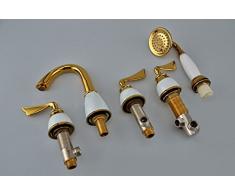 UHM 5piezas de latón chapado en oro de lujo Bañera/ ducha grifo Set