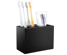 Luxspire Portacepillos de Dientes Soporte de Cepillo de Resina con 5 Compartimentos, Herramienta Accesorios para Pasta de Dientes, y Maquinilla de Afeitar, para Baño, Hogar - Negro