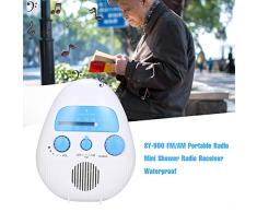 LZDseller01 Radio de Ducha a Prueba de Agua, Mini Radio Am/FM portátil a Prueba de Agua inalámbrica, para Uso al Aire Libre en el baño - Altavoz Incorporado y Volumen Ajustable